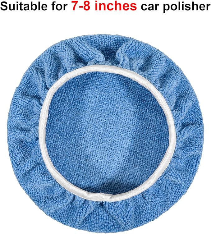 8Pcs Polisher Pad Bonnet (7 to 8 Inches), Soft Microfiber Polishing Buffing Pad Cover, Car Waxing Bonnet Waxer Pads