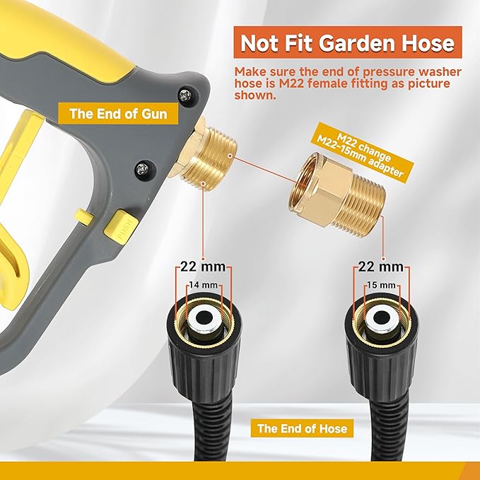 Foam Cannon Gun Dual Connector Accessory for Pressure Washer, Double Tip Attachment Soap Cannon with Power Washer Short Gun, Car Wash Foam Gun Kit, 1/4" Quick Connect, 5 Nozzle Tips