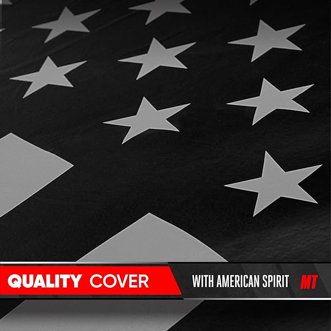Motor Trend Black USA Flag Waterproof Car Cover - All Weather Outdoor Protection, UV Resistant, Windproof, Scratchproof - Semi-Universal Fit Sedan Full Car Cover for Sun Rain Snow (191”- 210” Length)