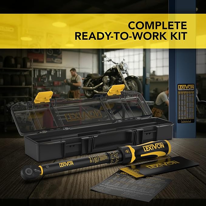 LEXIVON Torque Wrench, 1/4-Inch Drive, Dual Scale 30-250 IN-LB (3.4-28.2 N·m), Premium Rubber-Grip Handle, Deluxe Hybrid Case (LX-TW14)