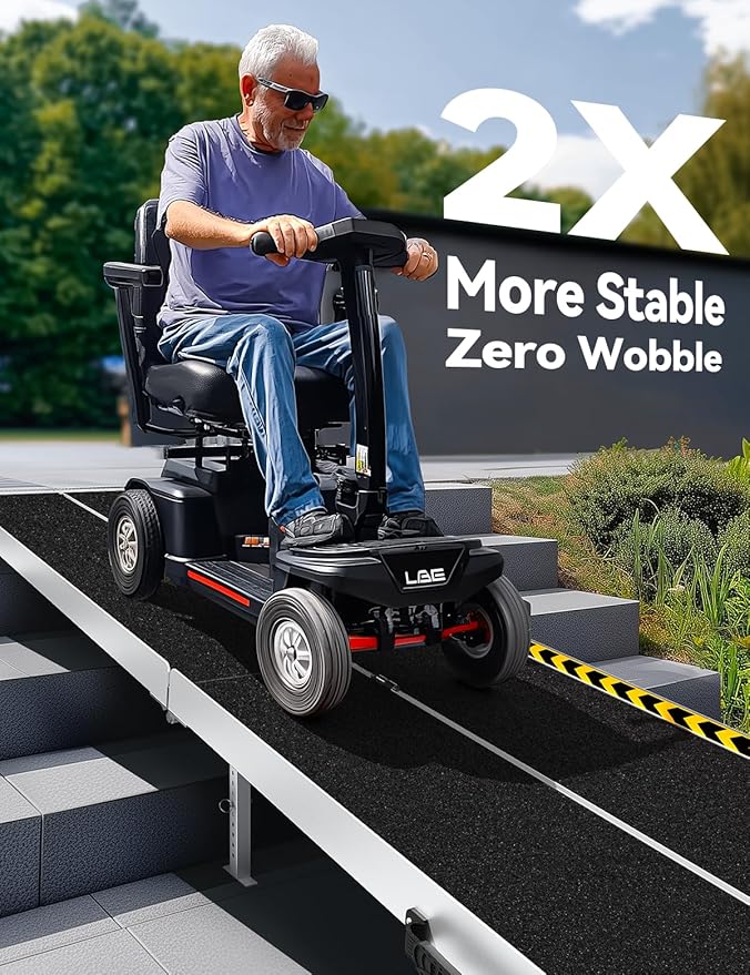 12 Feet Wheelchair Ramp, Non-Slip Aluminum Folded Handicap Ramp with Support Legs, Safer Detachable Door Threshold Wheelchair Ramps for Home Steps, Commercial Wheel Chair Ramp for Doorways