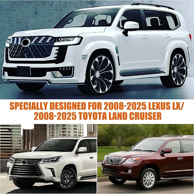 Waterproof Car Cover Replace for 2008-2025 Lexus LX/Toyota Land Cruiser, 6 Layers All Weather Car Covers with Zipper Door & Windproof Bands for Snow Rain Dust Hail Protection (Land Cruiser)