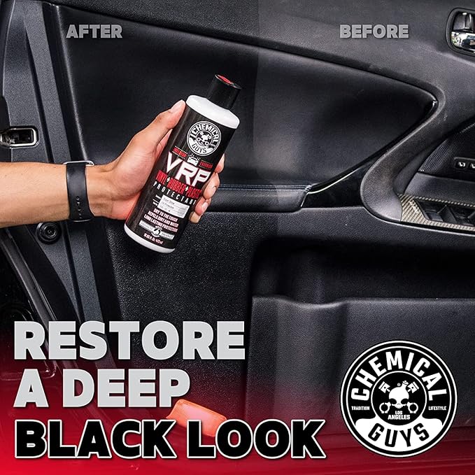 Chemical Guys VRP Protectant & WonderWave Applicators Kit - 16 oz Vinyl, Rubber, and Plastic Dressing with Foam Applicators - Restores Your Car's Interior & Exterior Surfaces
