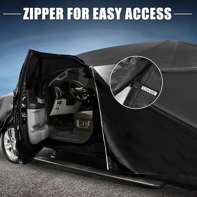 X AUTOHAUX Car Cover for Jeep Wrangler 2DR 2007-2017 Aluminum Film Outdoor Waterproof Sun Rain Snow Hail Protection with Driver Door Zipper