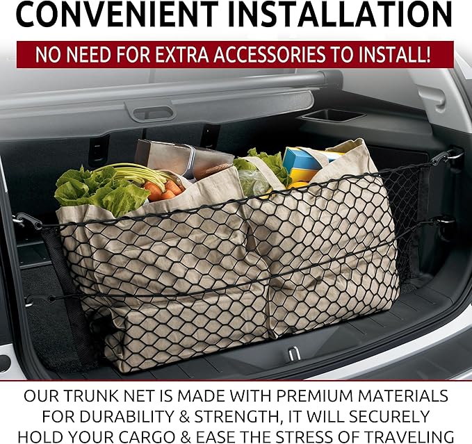 Envelope Style Trunk Mesh Cargo Net for Chevy Equinox Accessories 2010-2025 - Premium Trunk Organizers and Storage - Cargo Net for Pickup Truck Bed
