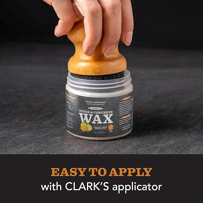 CLARK’S Stone and Concrete Wax - Soapstone Wax with Orange and Lemon Extracts - Helps Preserve and Protect Against Liquids - Revitalizes Stone Surfaces - Made with Carnauba and Beeswax