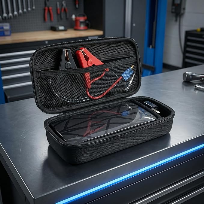 casmilee Case for Halo Bolt 58830/57720/ Air 58830/ ACDC Max 55500/ PaL 1000/ Air+ 1750/ Ultimate 2 Portable Emergency Power Kit, Holder for Car Jump Starter and Extra Accessory- Black (Box Only)