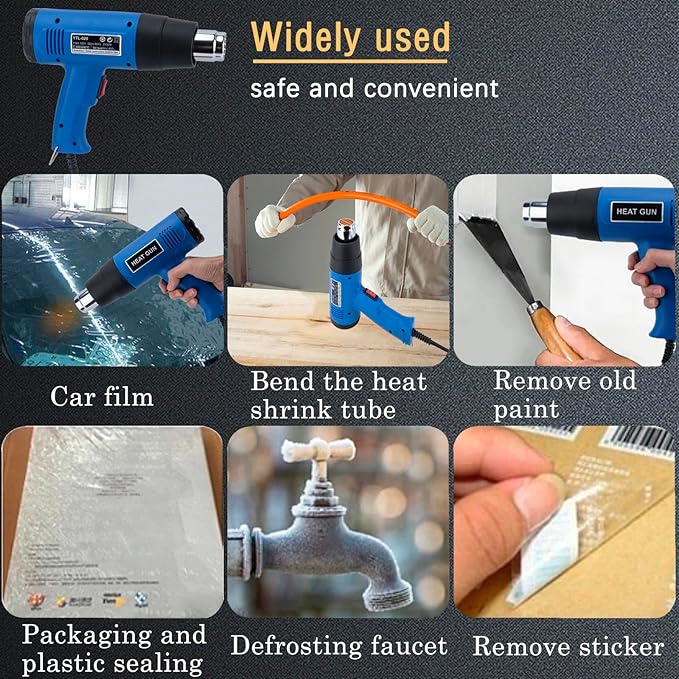Heat Gun for Vinyl Wrap, Heat Gun for Crafting, Heat Gun Blower, Shop Heat Gun, 2000W Heat Guns Hot Air Gun Kit with 4 Nozzle Attachments for Crafts, Shrinking PVC, Stripping Paint by 9TH SHOP