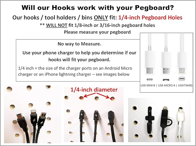 JSP Manufacturing Peg Board Plastic J Hook Style Hooks | Garage Tool Storage Craft Hooks Pegboard Asscessories (50, White)