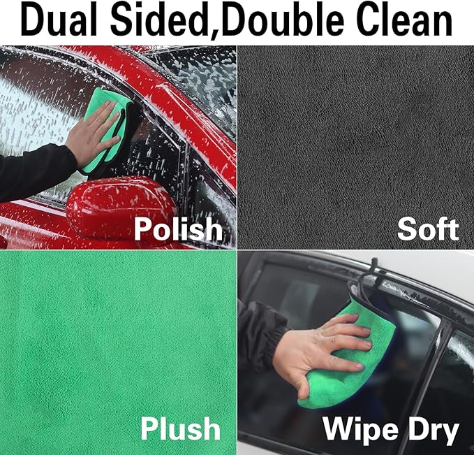 Microfiber Cleaning Cloth for Car,800GSM Thick Micro Fiber Towel Dish Cloths Cleaning Rags for Washing Dishes 12" x 16",Quickie Car Glass Drying Towels Detailing (3Pack)