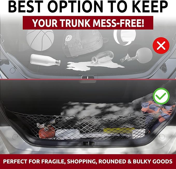 Envelope Style Trunk Mesh Cargo Net for Toyota Camry 2012-2017, Automotive Exterior Accessories - Premium Car Storage Organizers, Cargo Bed Net for Pickup Truck, Smart Vehicle Storage Organizer