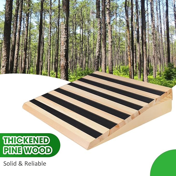 3 Inch Wooden Threshold Ramp for Home Steps(17.7" W*3.0" H, 17.7" W is not Wide Enough for wheelchairs, Please get More and Connect Multiple ramps to get a Wider one)