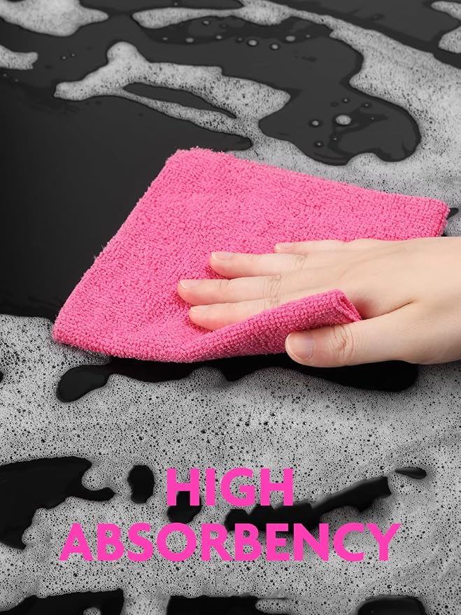 Tear-A-Rag Roll -50 Pack, 12 x 12" Microfiber Cleaning Cloth, Reusable Towels for home, auto and shop (Magenta)