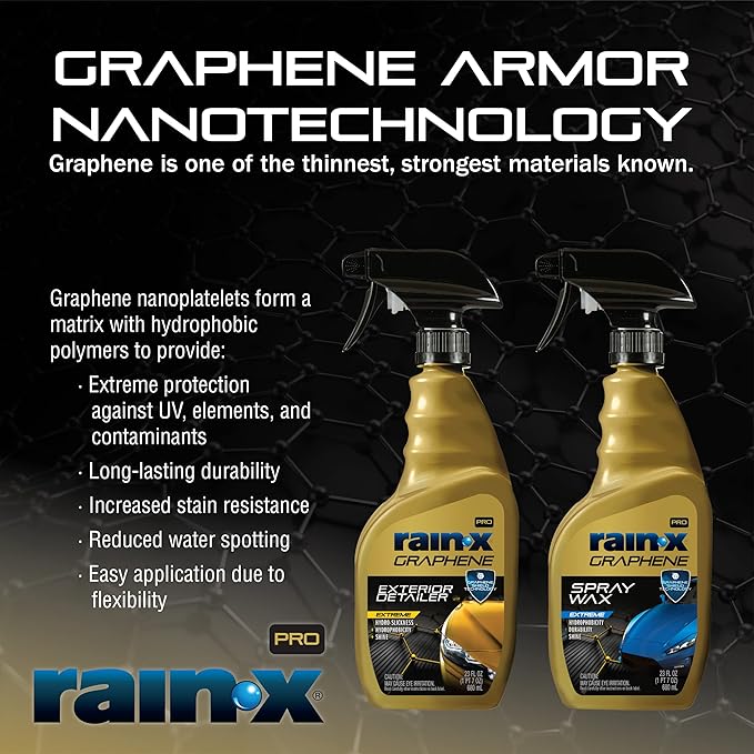 Rain-X PRO 620179 Graphene Exterior Detailer Spray, 16oz - Graphene Shield Technology Gently Removes Light Contaminants and Dirt, Enhances Gloss and Shine
