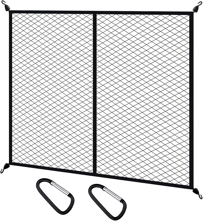 CarBole Highly Elastic Cargo Net for Pickup, Heavy Duty Truck Bed Load Mesh for SUV ATV UTV Trailer Trap Roof Rack Boat Netting Organizer (Double Layer 4'x4' Stretches to 7'x7')