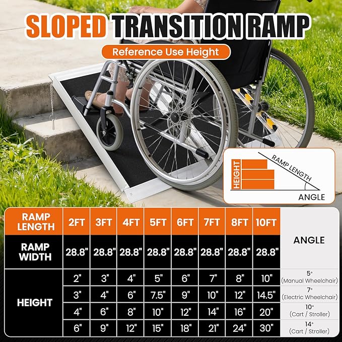 3FT Aluminum Folding Wheelchair Ramp - Heavy Duty 800 lbs Capacity, Portable Ramp for Cars, Stairs, Doorways, Scooters & Home Steps with Non-Slip Surface