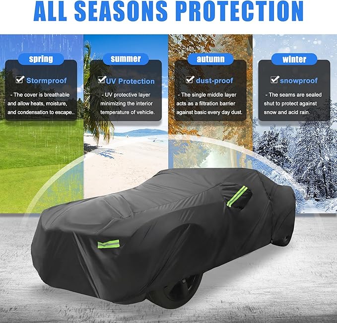 X AUTOHAUX Waterproof Car Cover for Chevrolet Camaro 2010-2021 210D Outdoor Full Car Cover All Weather Windproof Sun Rain Protection with Door Zipper