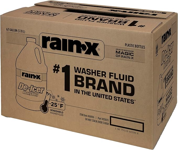 Rain-X -25°F Heavy Duty De-Icer Windshield Washer Fluid - 1 Gallon (Pack of 6)