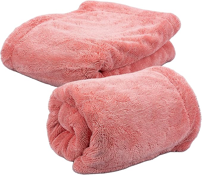 Maxshine 20" x 24" Universal Pink Car Drying Towel – 1200 GSM Rinse-Free Double-Sided Microfiber Towel – Plush, Super Absorbent for Car Wash & Detailing
