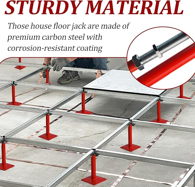 4 Pack Screw House Foundation Jack for Leveling Deck Support, Adjustable Support Jacks for Basement Crawlspace, 5"-8" Height Range, Construction House Jack for Temporary Supports