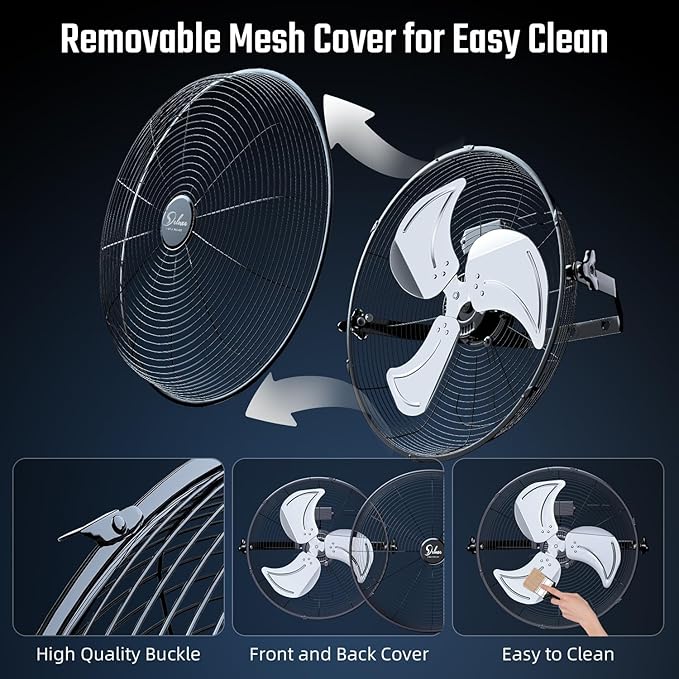 Simple Deluxe 20 Inch High Velocity 3 Speed, Max 4650 CFM Black Wall-Mount Fan for Warehouse, Greenhouse, Workshop, Patio, Factory and Basement