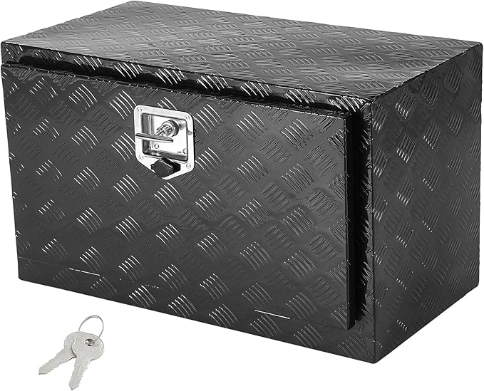 VEVOR Underbody Truck Box, 36"×17"×18" Pickup Storage Box, Heavy Duty Aluminum Diamond Plate Tool Box with Lock and Keys, Waterproof Trailer Storage Box with T-Handle Latch for Truck, Van, Trailer
