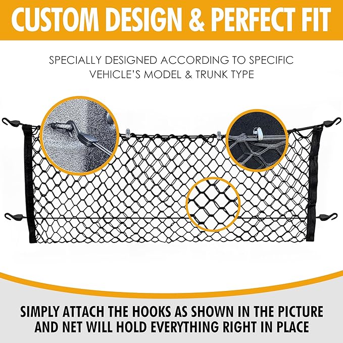 Envelope Style Trunk Mesh Cargo Net for GMC Sierra 1500, 2500, 2500, HD 2013-2025, Automotive Exterior Accessories - Premium Car Storage Organizers Cargo Bed Net For Pickup Truck Smart Vehicle Storage
