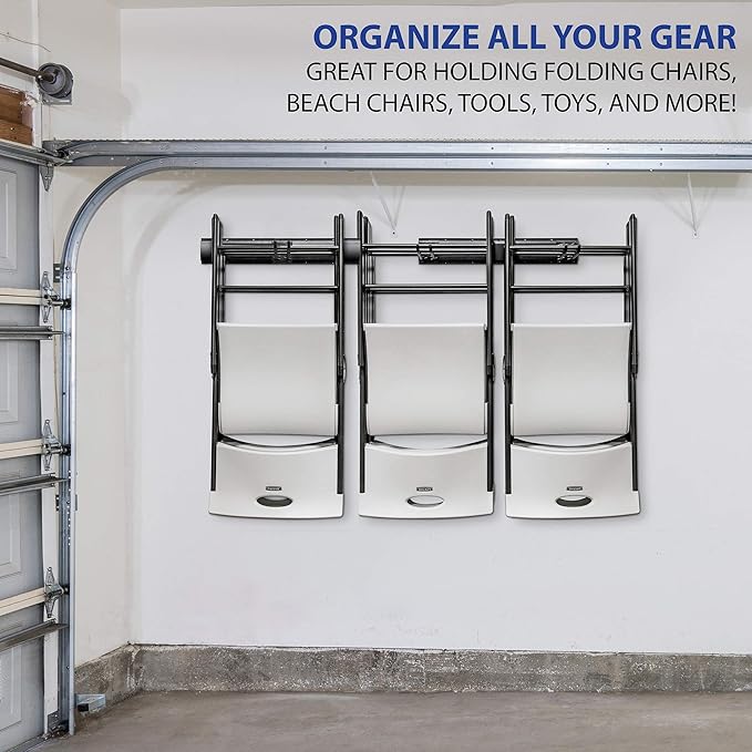 RaxGo Chair Storage Rack, Wall Mounted Folding Chairs Organizer and Hanger System,For Home, Garage, Heavy Duty