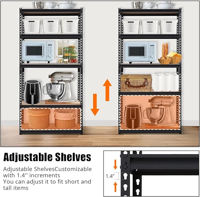 Towallmark Garage Shelving, 48 x18 x 72 Storage Shelves, Heavy Duty Storage Shelving, Durable Storage Shelves, Rust-Resistant Design, Easy Assembly