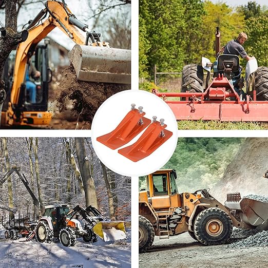 Doppy 2Pcs Tractor Bucket Edge Protector, 3/8'' Thick Snow Skid Tamer, Double Hex Lock Nuts & Bolts Included for Snow Removal, Leaves, Gravel Spreading, Orange