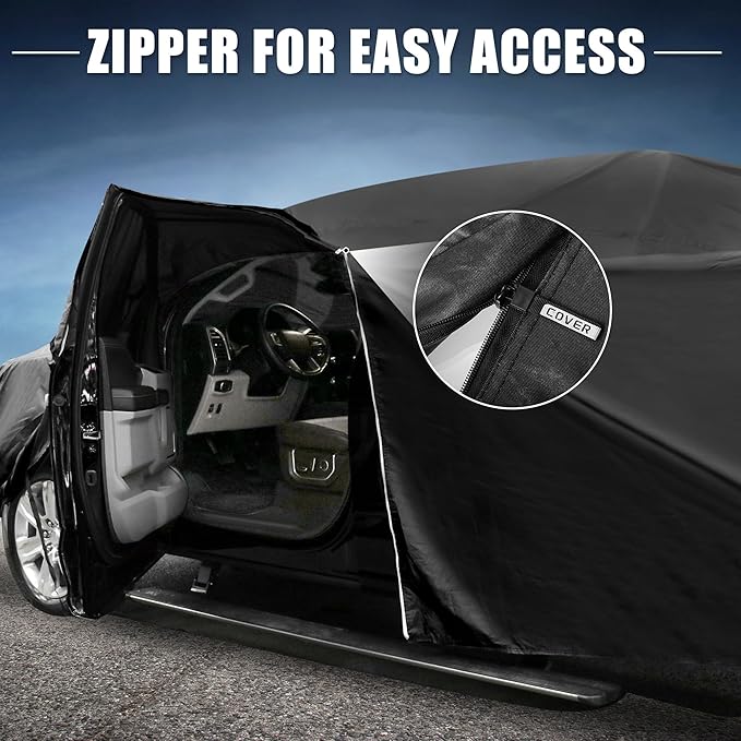 X AUTOHAUX Car Cover for Jeep Wrangler 4DR 2007-2017 Aluminum Film Outdoor Waterproof Sun Rain Snow Hail Protection with Driver Door Zipper