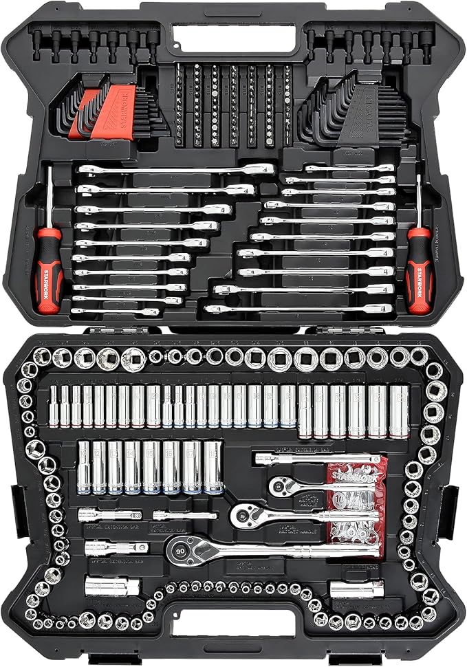 STARWORK TRUE MECHANIC 303-Piece Mechanics Tool Set and Socket Set, Professional, SAE/Metric