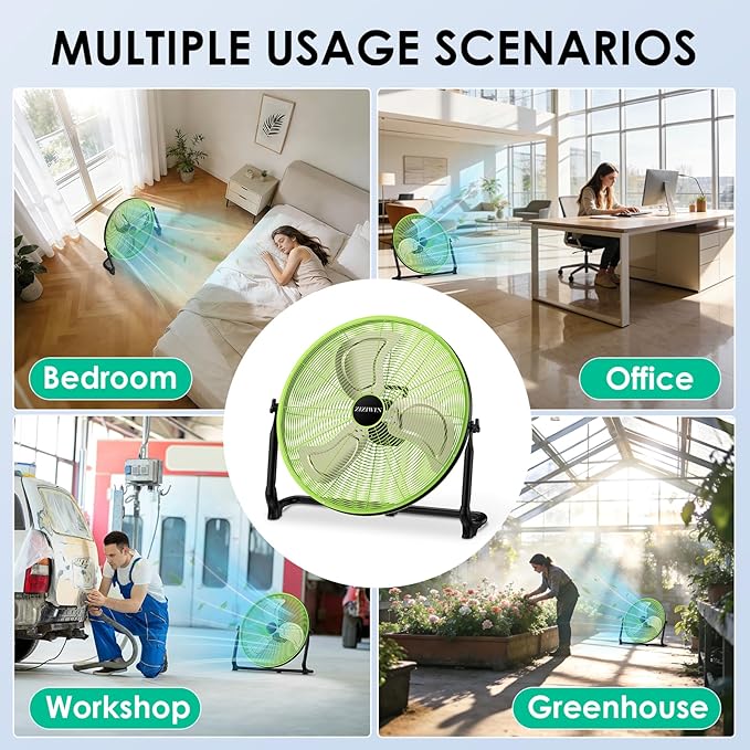 20'' Large Battery Fan, Portable Cordless Camping Fan, Rechargeable Battery Floor Fans, 360° Tilt, Wireless, USB Output, for Home Office Gazebo Greenhouse Outside Gym