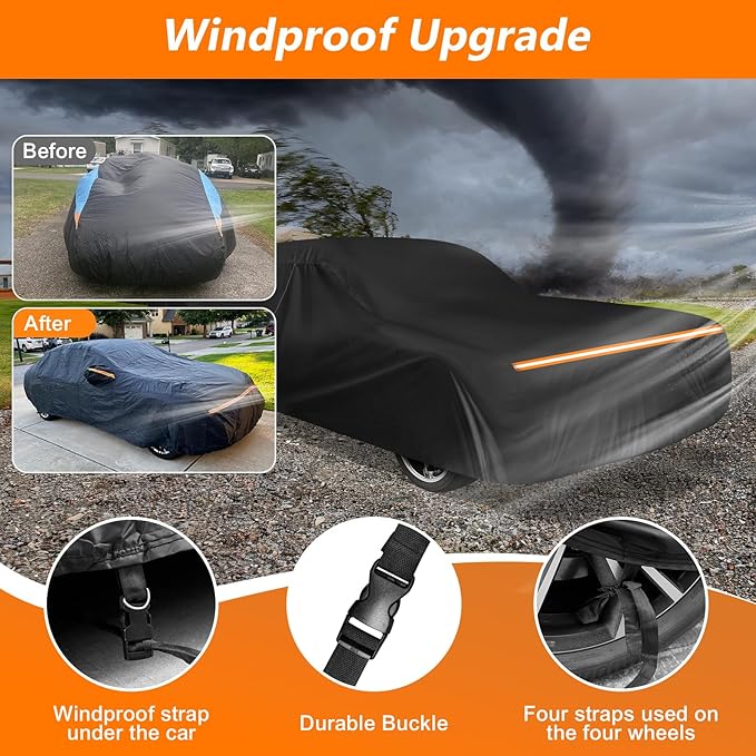 Car Cover for Buick Lesabre 1959-1970, 420D Oxford Cloth and Cotton Car Cover Waterproof All Weather with Zipper Windproof Heavy Duty All Weather with Wind, Sun, UV and Dust Protection
