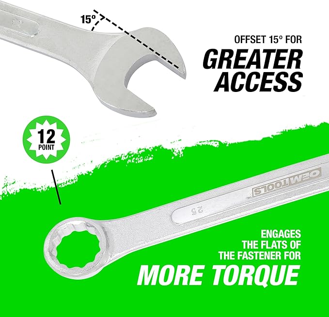 OEMTOOLS 22125 25mm Jumbo Combination Wrench, Chrome Plated, Raised Panel Design, Metric