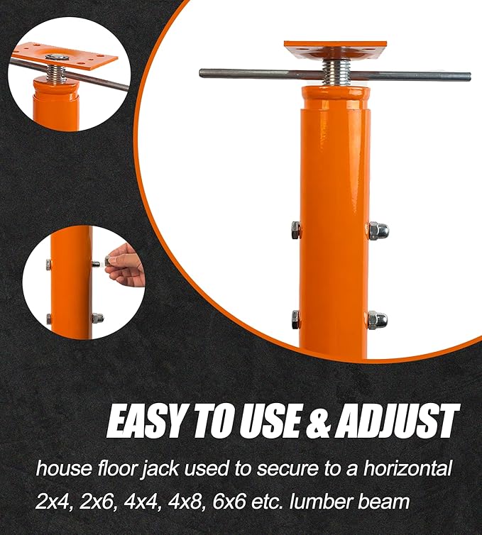 2 Pack House Jack Post Pole for Leveling, 48"-96" Adjustable House Floor Jacks, Support Joist Beam Brace Telescoping Jack Stands for Basements, Decks, Crawl Spaces, 18000 lbs Max Load Capacity