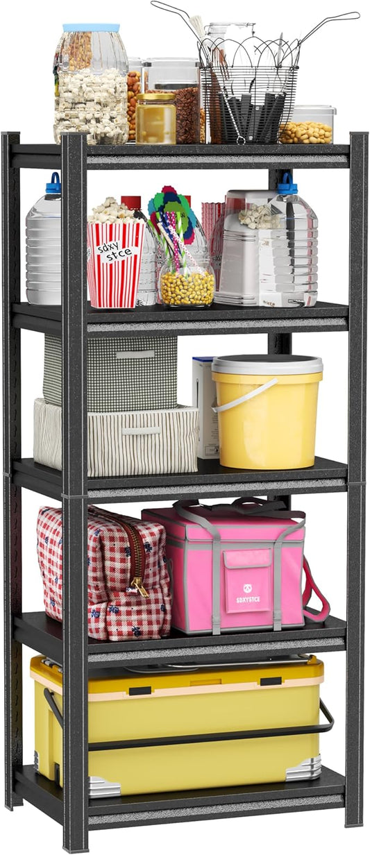 PRESTELION 54" H Storage Shelves 5 Tier Metal Shelf 2000LBS Garage Shelving Unit Adjustable Storage Rack for Kitchen Warehouse Pantry Basement,54" H x 19.7" W x 13.8" D, Black