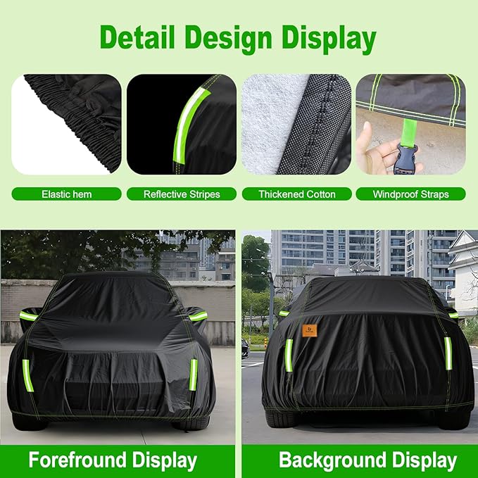 Hatchback Car Cover for Waterproof All Weather Outdoor Car Cover Sun Rain Protection with Zipper Door, Universal Fit Benz SLC, Citroën, Honda,Ford,Renault,Hatchback Up to 163 Inch