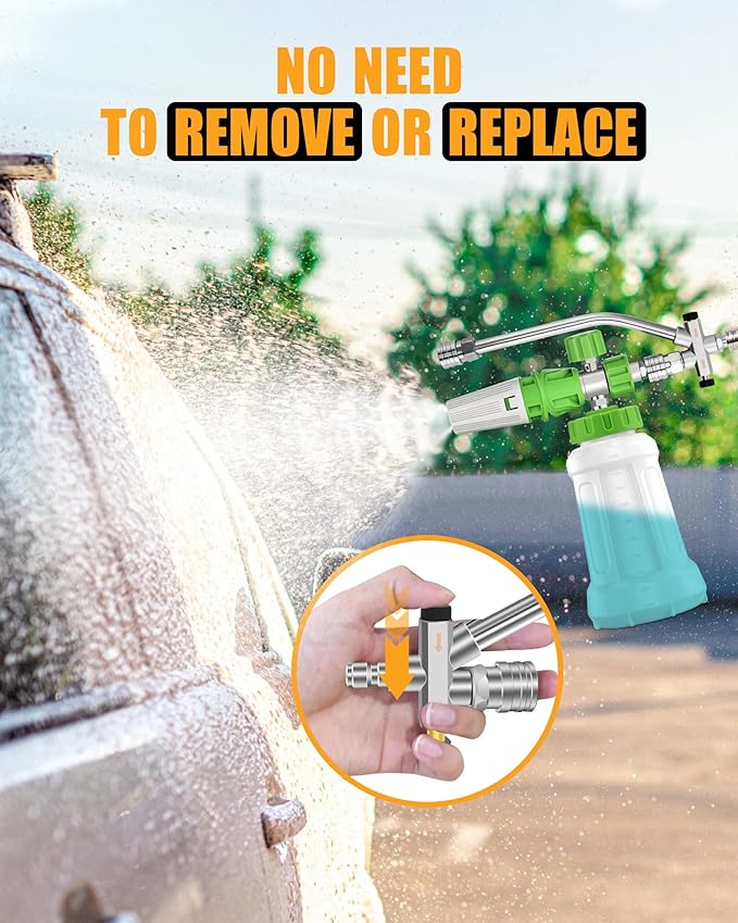 Foam Cannon Dual Connector for Pressure Washers, Double Tip Attachment, 4000 PSI, 1/4'' Quick Connect, Ideal for Car, Motorcycle, Roof, and Driveway Cleaning