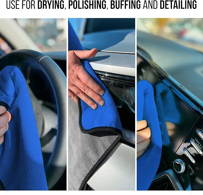 Extra Large Car Drying Towel - 800 GSM Premium Microfiber Drying Towels for Cars - Car Drying Towels Extra Large Super Absorbent, Professional XL Car Towel for Any Vehicle - 40x24, Blue