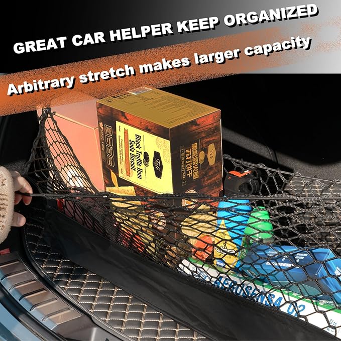 Envelope Style Cargo Net Compatible with Chevrolet Chevy Suburban, Cadillac Escalade GMC Yukon XL Denali SLE SLT AT4 2026 2025 2024 2023 2022 2021 2020-2015 Trunk Car Rear Tailgate Touring Netting