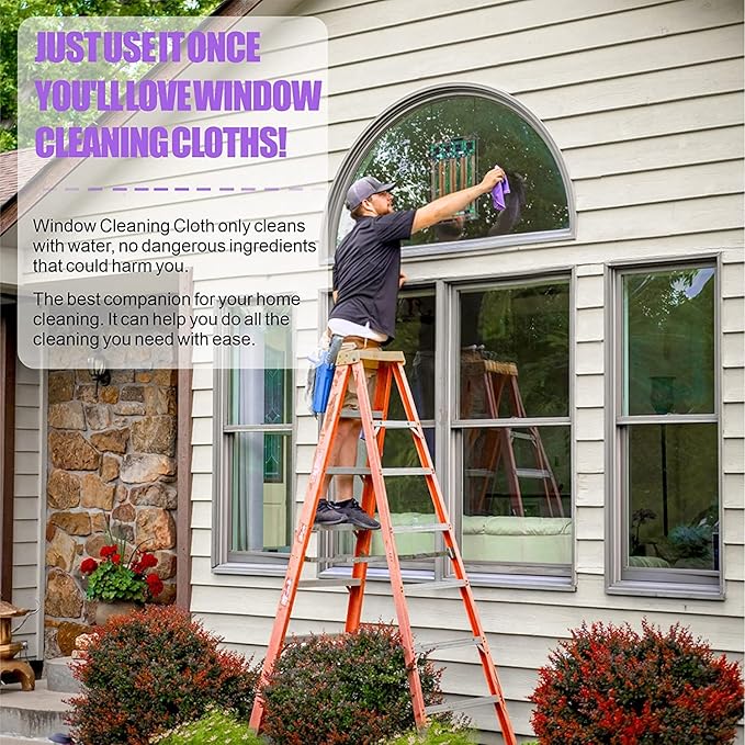 NΘrwex Window Cleaning Cloth, Glass Cloth, Cleaning Cloth, Streaks Schatches Free (Purple 2 Pack)