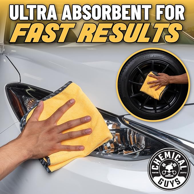 Chemical Guys Professional Grade Premium Microfiber Towels for Cars,Gold,16" x 16",Ultra-Soft and Scratch-Free Car Detailing Cloths for Trucks,Motorcycles,and More,(Pack of 6)