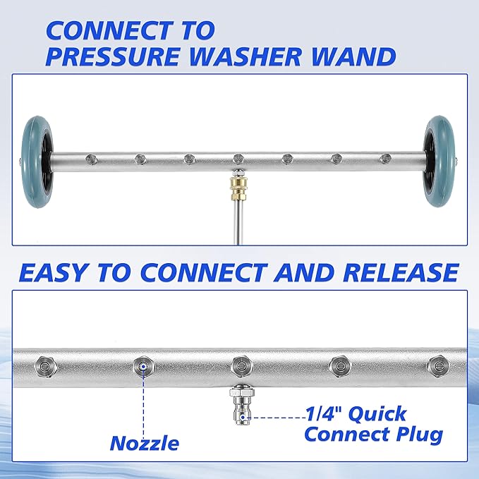 RIDGE WASHER Pressure Washer Undercarriage Cleaner, 24 Inch Undercarriage Car Washer, Under Car Pressure Washer Attachment with 3 Pcs Extension Wand, 4000 PSI