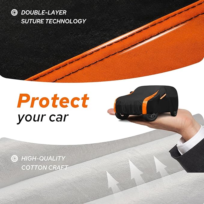 10-Layer Compatible with Jeep Wrangler Cover Waterproof 4 Door All Weather for Automobiles, Outdoor Full Exterior Soft Cotton Lining with Door Zipper, Fit for CJ YJ TJ JK JL