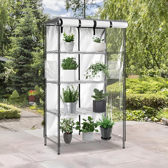 okcool Waterproof Shelf Cover,600D Heavy Duty Wire Shelving Unit Cover,Three Side See Through Panel Clearly Visible (Fits 48" Wx24 Dx72 H Shelves)
