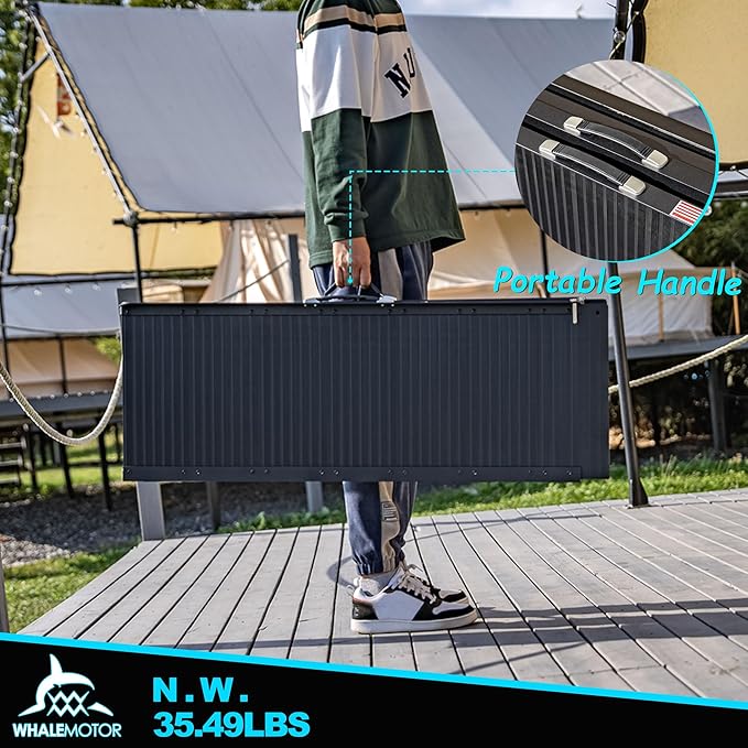 WHALEMOTOR Black Portable Wheelchair Ramp, 6FT No-sew Non-Slip Aluminum Wheelchair Ramp, Folding Portable Wheelchair Ramps for Home, Weight Capacity Up to 800LBS, Loading Dock Plates