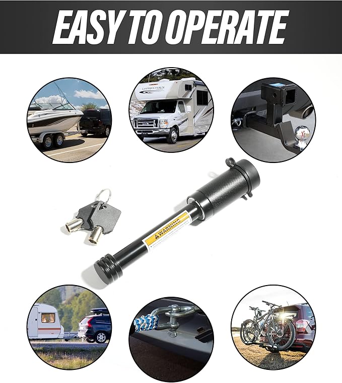 ESEWALAS Heavy Duty Trailer Hitch Lock,Hitch Receiver Pin Lock with 5/8" Pin for Class III IV 2" and 2-1/2" Receiver,Tow Hitch Lock for Hitch Bike Rack Tray Ball Tow Rope,Hitch Receiver Lock