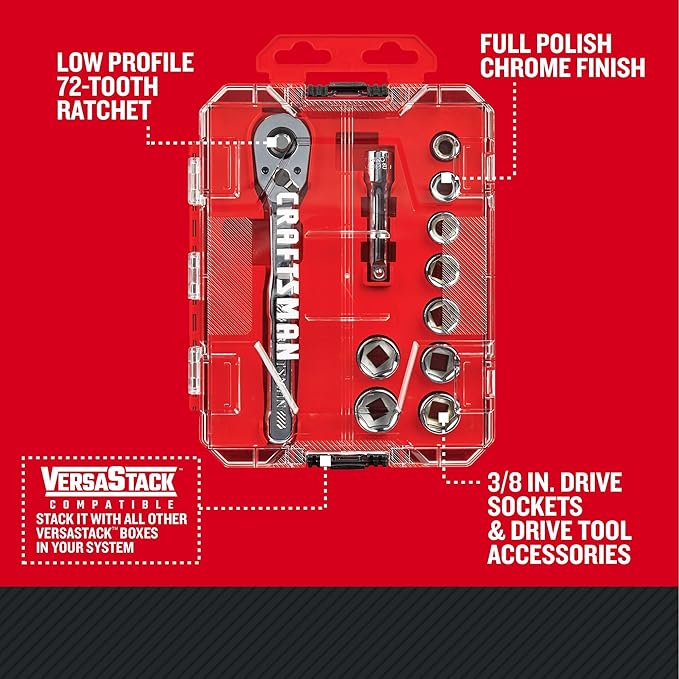 CRAFTSMAN Mechanics Tool Set, 3/8 Inch Drive, SAE, 11 Piece (CMMT12126)
