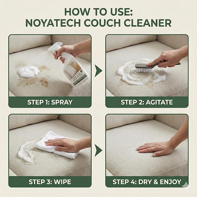 Couch Cleaner and Stain Remover Spray – Professional Strength, Multi-Surface Fabric and Upholstery Cleaner – Pet-Safe, Non-Toxic, Quick-Drying for Couches, Sofas & Car Interiors.